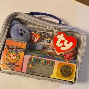 Ty Beanie Babies Platinum Membership Set with Gray Bear